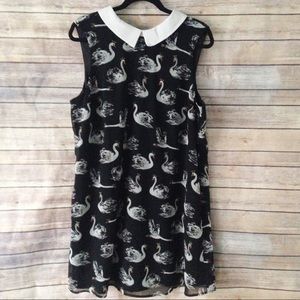 ModCloth Peter Pan Collar Swan Print Dress XL